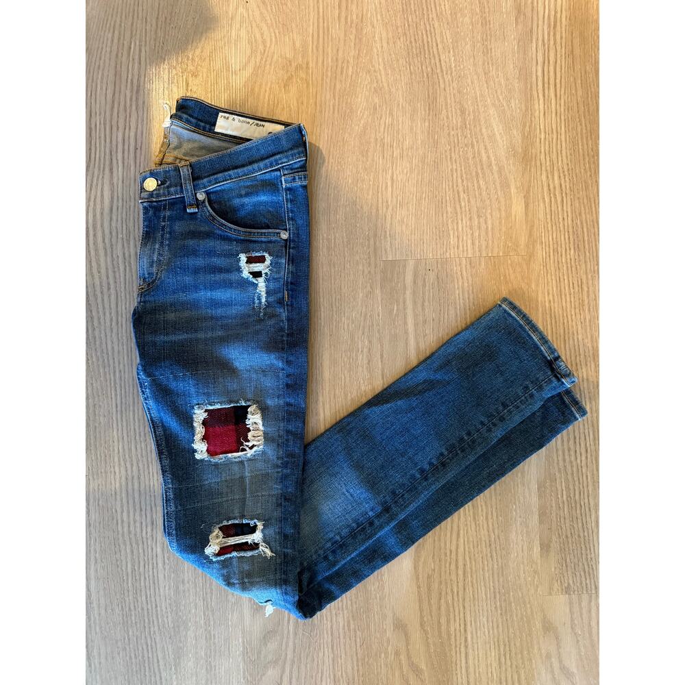 Rag & Bone Sloane Plaid Ripped Skinny Jeans Sz 26 - Picture 7 of 7